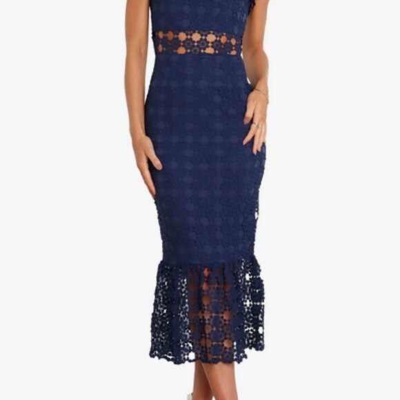Petal & Pup Lauren Lace Overlay Dress Navy sz4 - Picture 1 of 11
